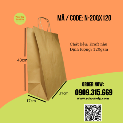 Túi giấy kraft có quai đựng bó hoa tươi làm quà tặng