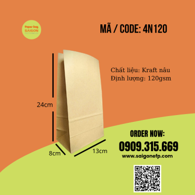 Túi giấy kraft nâu trơn đựng quà tặng