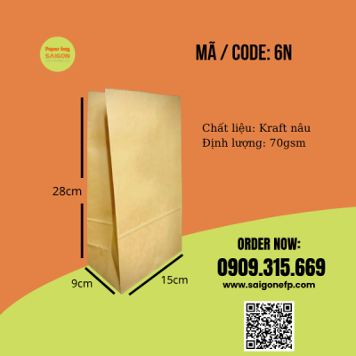 Túi giấy kraft đáy vuông đựng bánh ngọt mang đi