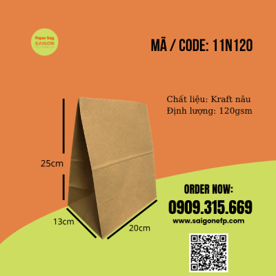 Túi giấy kraft không quai đựng trái cây