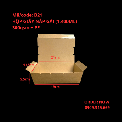 Hộp giấy đựng gà rán mang đi dung tích 1400ml
