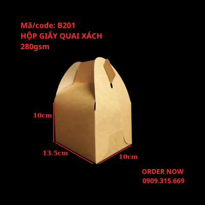 Hộp giấy đựng thực phẩm có tay cầm (Mã B201)