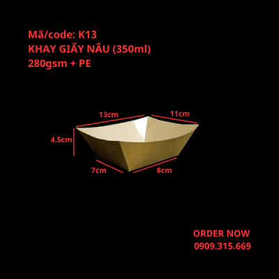 Khay giấy kraft đựng gà viên 350ml