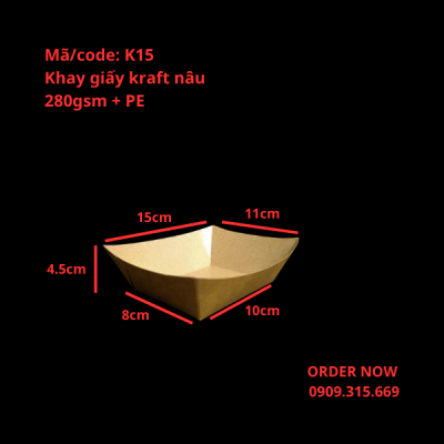 Khay giấy Kraft dùng ăn tại chỗ