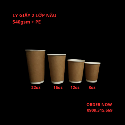 Ly Giấy 2 Lớp Cách Nhiệt Tốt, Chuyên Dùng Cho Đồ Uống Nóng & Lạnh