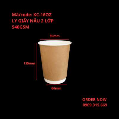 Ly giấy kraft nâu 480ml chống nóng
