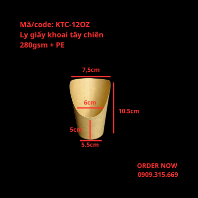 Cup giấy kraft đựng khoai tây chiên