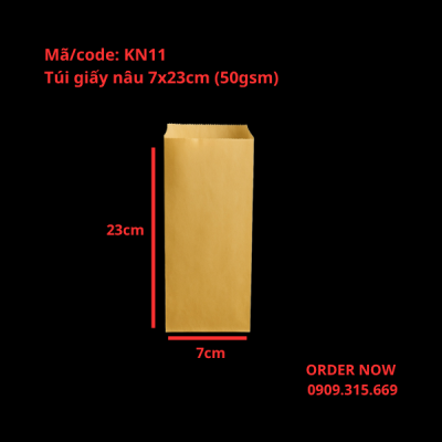 Túi Giấy Nâu Đựng Muỗng Đũa 7x23cm – Giấy Kraft 50gsm