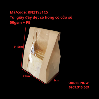 Túi giấy đựng bánh mì hoa cúc có cửa sổ kiếng