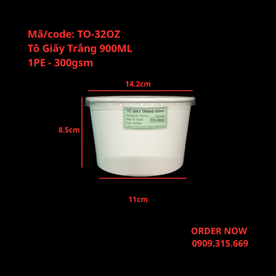Tô giấy 900ml đựng mì trộn