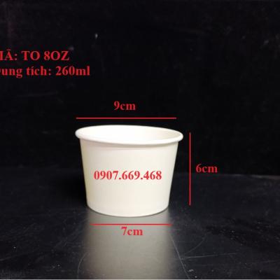 Tô giấy trắng đựng kem viên 260ml