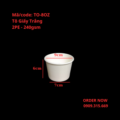 Tô giấy trắng đựng kem viên 260ml