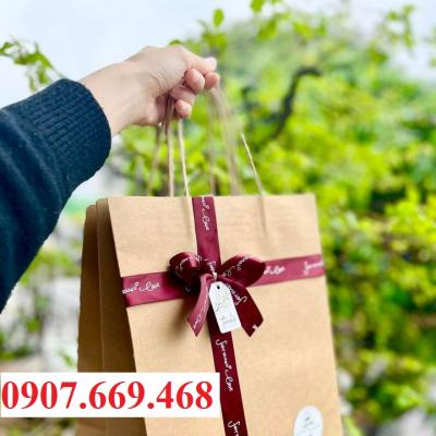 Túi giấy kraft nâu có quai xách làm túi quà tặng