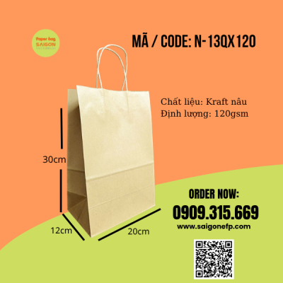 Túi giấy kraft quai xách đựng quần áo shopping.