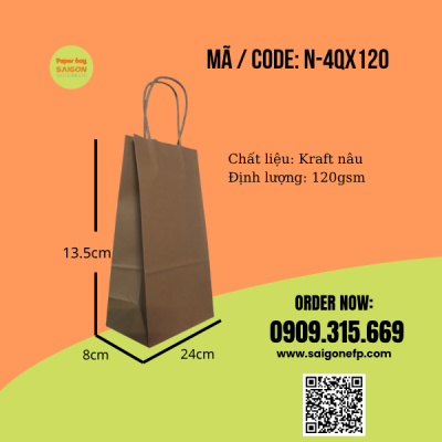 Túi giấy kraft nâu size mini đựng quà
