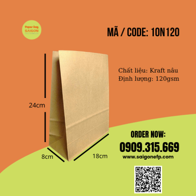 Túi giấy kraft đựng bánh ko quai xách