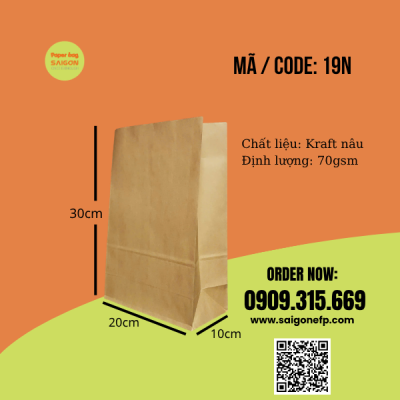 Túi giấy kraft nâu đựng bánh ngọt