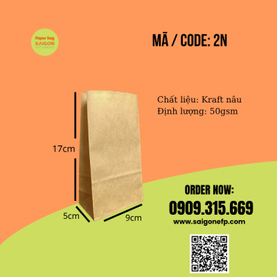 Túi giấy kraft đáy vuông đựng khoai tây chiên