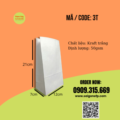Túi giấy kraft trắng dùng gói quà tặng