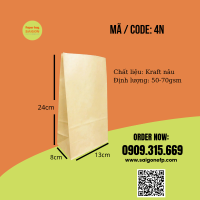 Túi giấy đựng bánh mì hamburger take away.