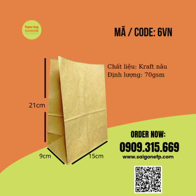 Túi giấy kraft không quai đựng bánh ngọt